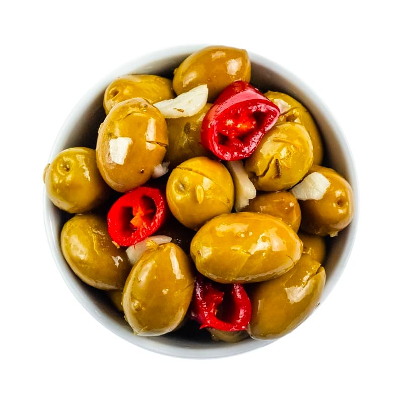Olive Schiacciate con Nocciolo marinate - Le Nostrane