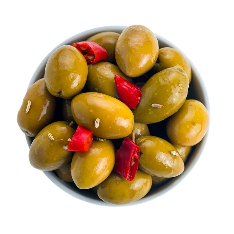 Olive Verdi Intere Saporite in salamoia aromatizzata - Le Nostrane
